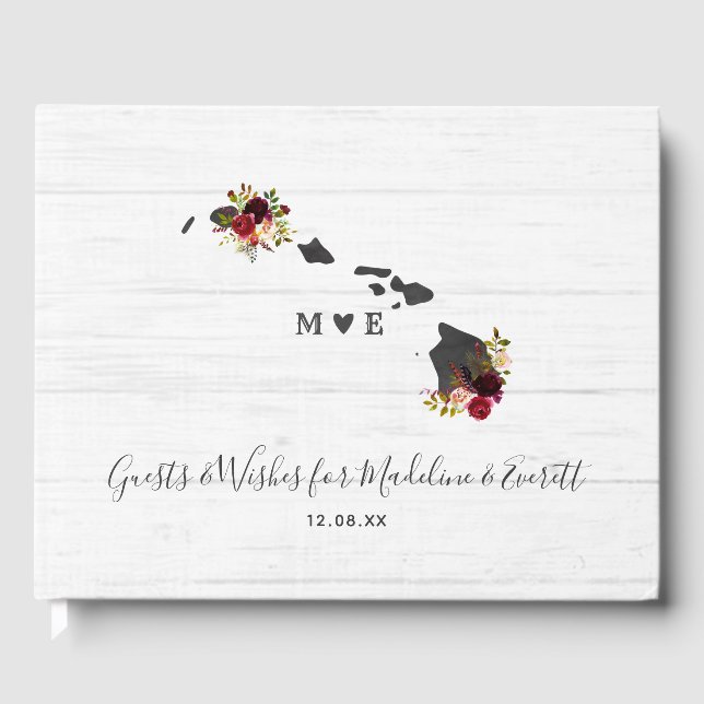 Livre D'or Hawaii State Destination Russe Mariage Monogramme (Recto)