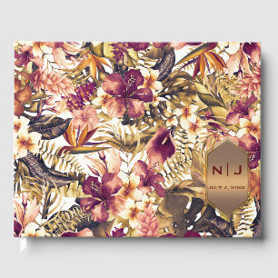Livre D'or Hawaiian Golden Tropics Élégant mariage vintage