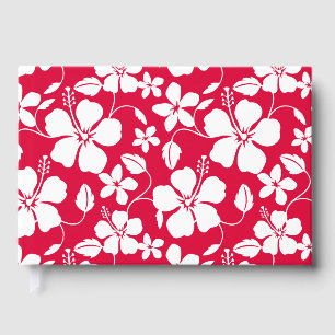 LIVRE D'OR HAWAIIAN HULA (HIBISCUS) MOTIF EN ROUGE