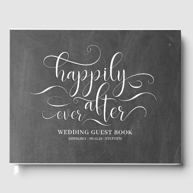 Livre D'or Heureux toujours après Chalkboard Mariage (Recto)