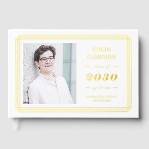 Livre D'or Hip Border Foil Photo Graduation Guest Book