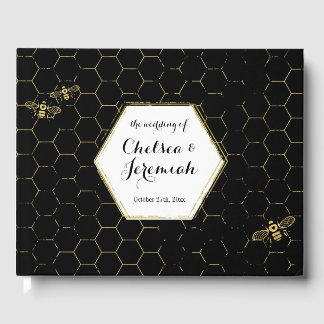 Livre D'or Honey Bee Black Gold Motif mariage personnalisé