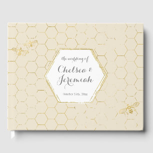 Livre D'or Honey Bee Cream Gold Motif mariage personnalisé