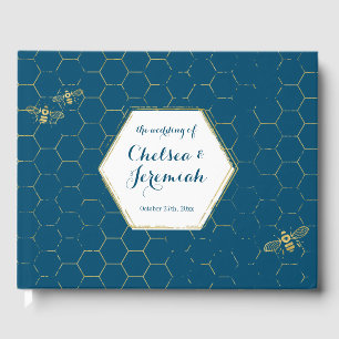 Livre D'or Honey Bee Turquoise Gold Motif mariage personnalis