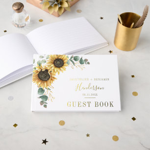 Livre D'or Huile d'or Mariage de tournesol Floral Eucalyptus