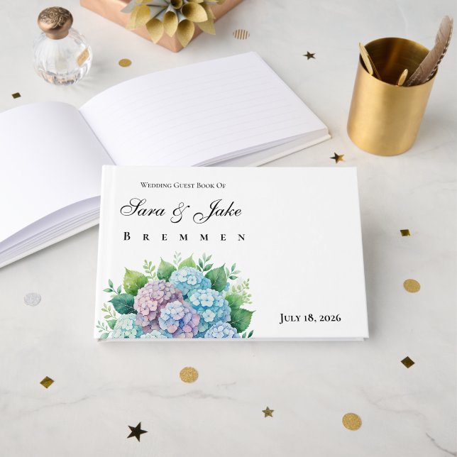 Livre D'or Hydrangeas Wedding (Recto ouvert)
