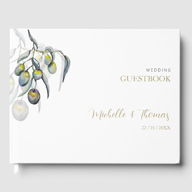 Livre D'or Illustration de l'élégante aquarelle d'olive (Recto)