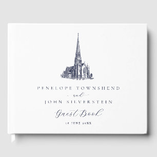 Livre D'or Illustration de mariage d'église vintage élégante