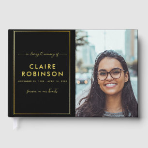 Livre D'or In Love Memory Gold Foil Script photo Funeral