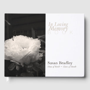 Livre D'or In Love Memory Peony Funeral White Guest Book