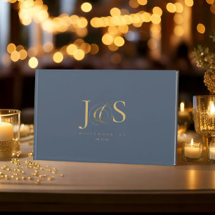 Livre D'or Initiales de Mariage Elegance Simple ID1022 bleu