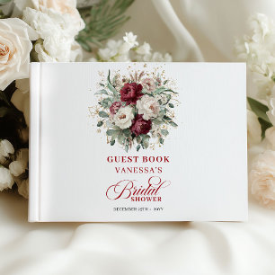 Livre D'or Invité classique de mariage avec des fleurs bordea