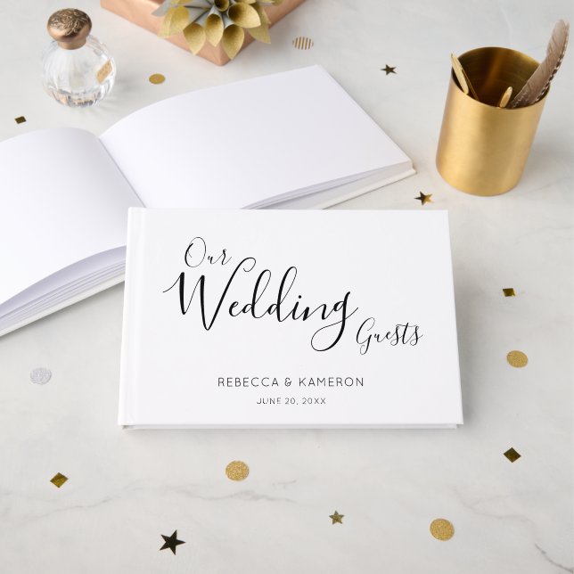 Livre D'or Invités mariages Calligraphie simple et élégante (Recto ouvert)