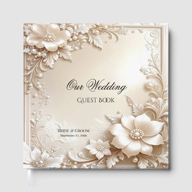 Livre D'or Ivory Flowers Guest Book (Recto)