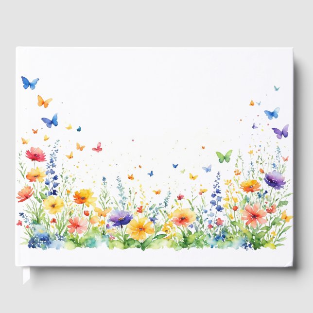 Livre D'or Jardin Floral de Printemps Papillons Mariage (Recto)