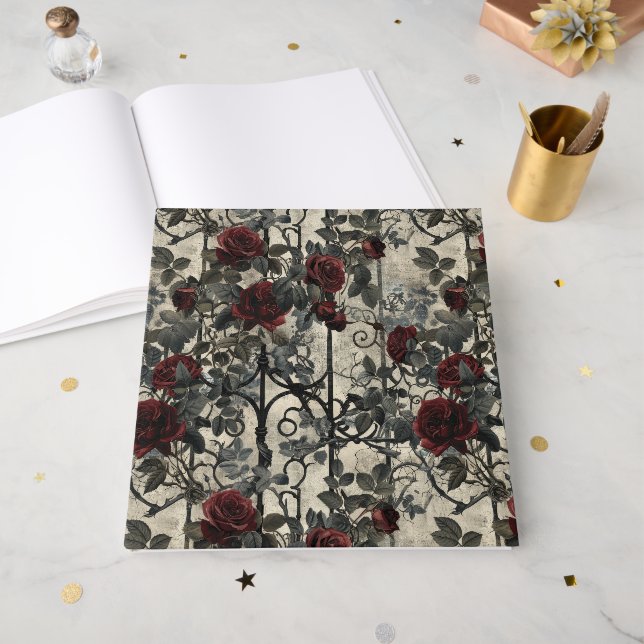 Livre D'or Jardin gothique victorien Rose Motif (Recto ouvert)