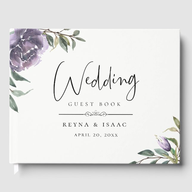 Livre D'or Jardin moderne violet Mariage floral (Recto)