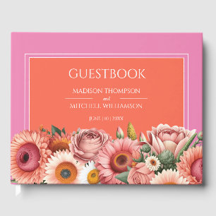 Livre D'or Jardin Sunrise rose Orange moderne Mariage Floral