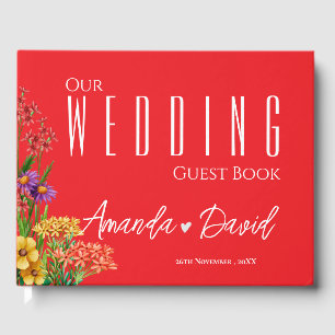 Livre D'or Jaune violet Orange Joli Mariage Fleur sauvage