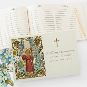 Livre D'or Jésus bleu Floral Memorial Jésus funérailles
