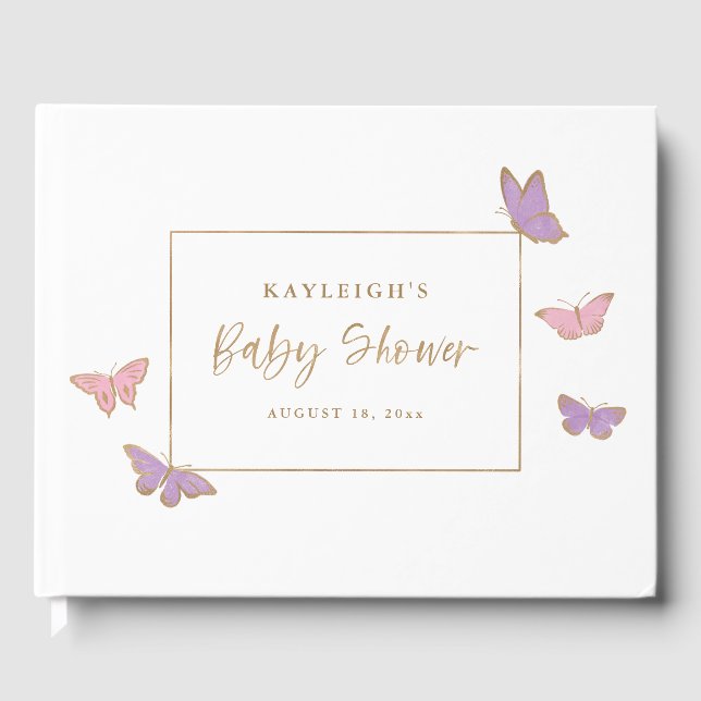 Livre D'or Joli Baby shower de papillons Pastel Fluttering (Recto)