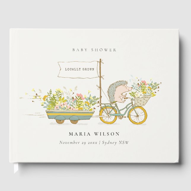Livre D'or Joli Baby shower Vélo Hérisson Cultivé Localement  (Recto)