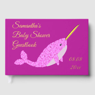 Livre D'or Joli bébé rose fille Narwhal Baby shower personnal
