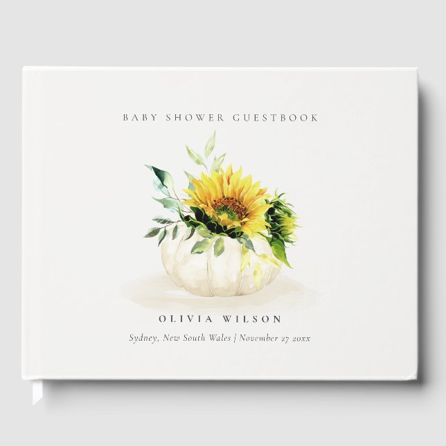 Livre D'or Joli Citrouille de tournesol rustique Baby shower  (Recto)
