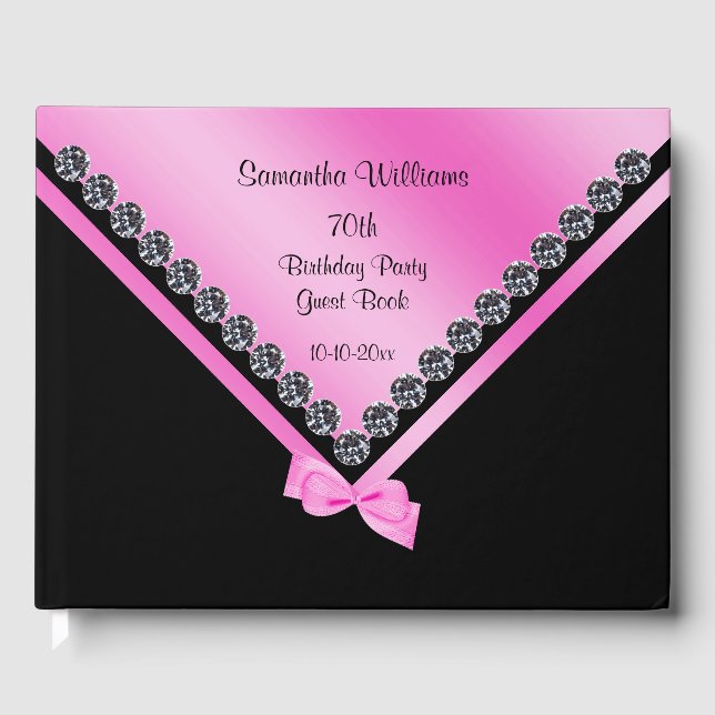 Livre D'or Joli Diamants et Bow rose 70e anniversaire (Recto)