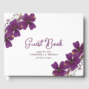 Livre D'or Joli Mariage d'aquarelle violet