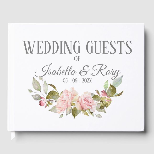 Livre D'or Joli Mariage de Bouquet Roses Rose (Recto)