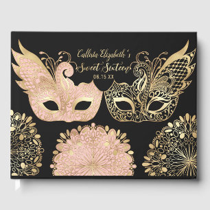 Livre D'or Joli rose or noir Mascarade Masque Sweet 16