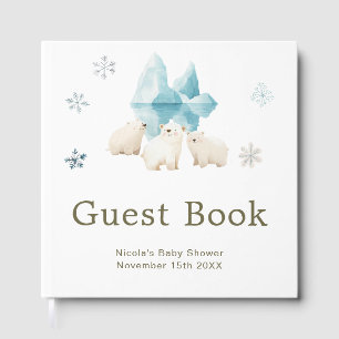 Livre D'or Jolie Baby Shower Ours Polaires Hiver