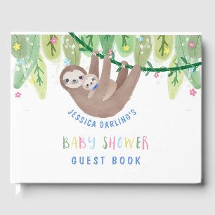 Livre D'or Jolie maman et bébé garçon Sloth Guest Book