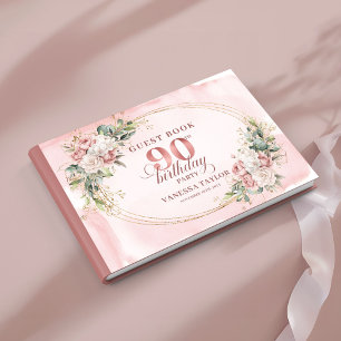 Livre D'or Jolie rose poudré or eucalyptus 90e anniversaire