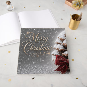 Livre D'or Joyeux Noël Cône de Pin Recouvert de Neige