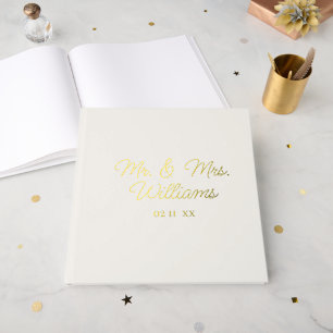 Livre D'or Jusqu'À Présent, M. Mme. Luxe Gold Ecru Mariage