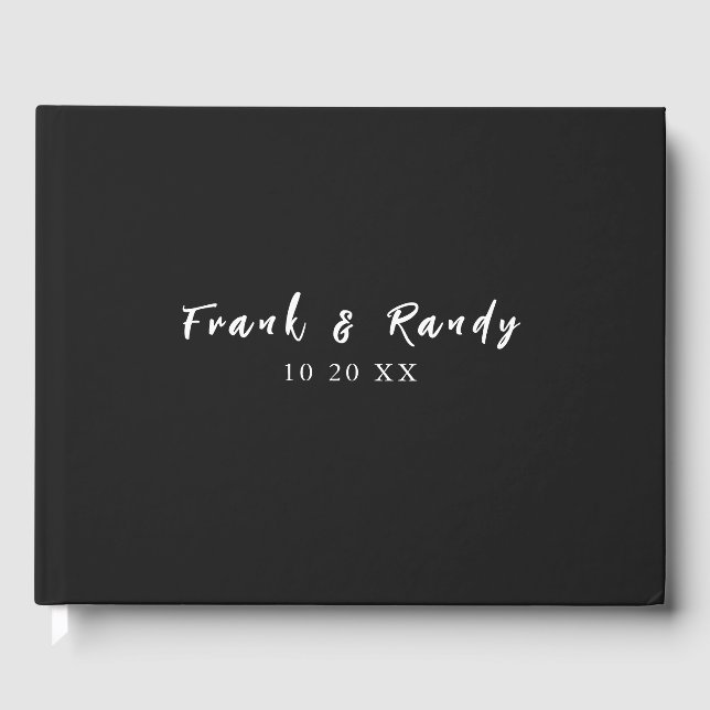 Livre D'or Just Love Modern Minimalist Mariage noir blanc (Recto)