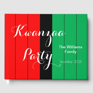 Livre D'or Kwanzaa Rouge Noir Vert Kinara Motif rayé