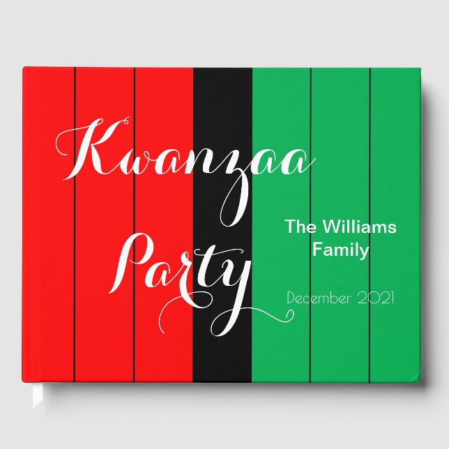 Livre D'or Kwanzaa Rouge Noir Vert Kinara Motif rayé (Recto)