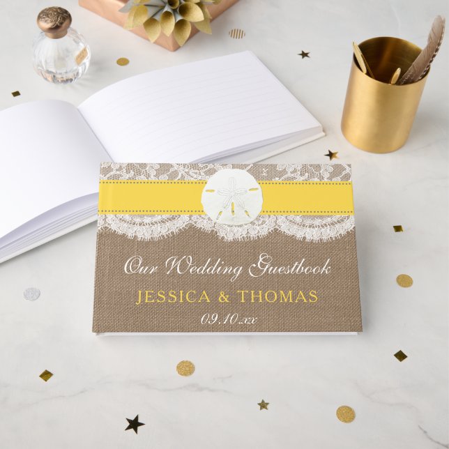 Livre D'or La collection de mariages de plage de sable jaune  (Recto ouvert)