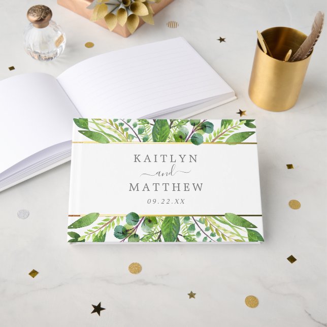 Livre D'or La Collection Mariage Verdure & Or (Recto ouvert)