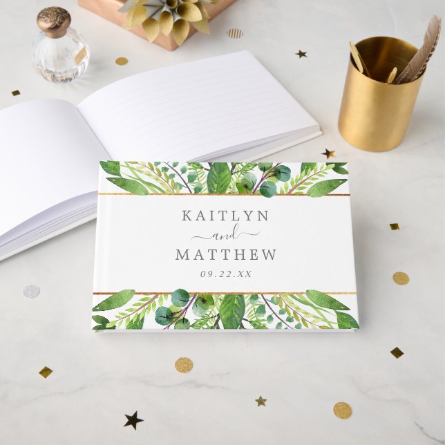 Livre D'or La Collection Mariage Verdure & Or (Recto ouvert)