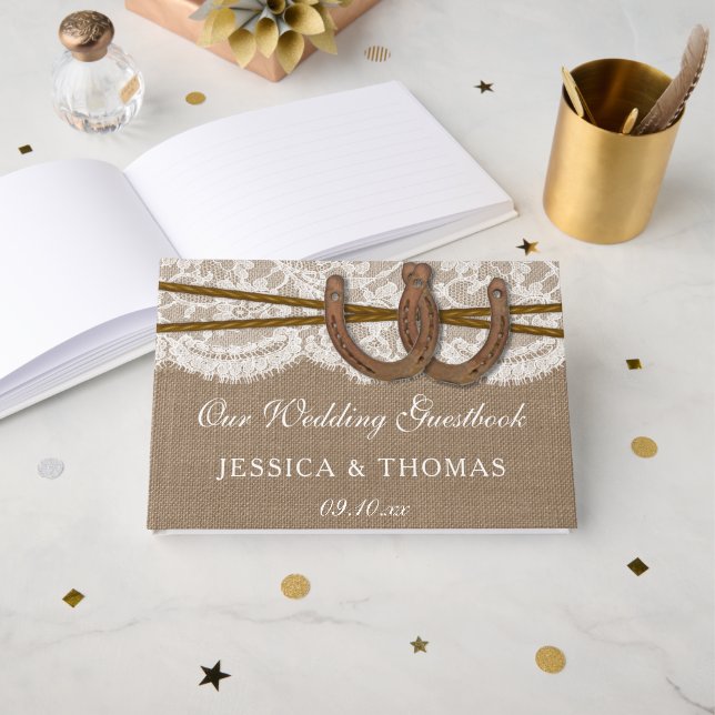Livre D'or La collection Rustic Horseshoe Mariage (Recto ouvert)