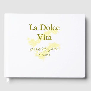 Livre D'or La Dolce Vita jaune mariage couple Nom date glit