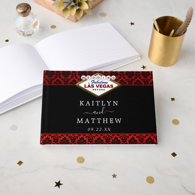 Livre D'or La Parties scintillant Damask Las Vegas Mariage Co (Recto ouvert)