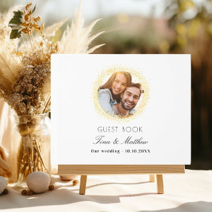 Livre D'or La photo en or blanc scintille un mariage élégant
