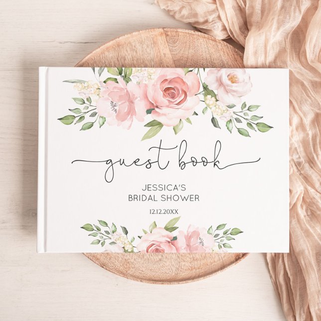 Livre D'or Lancement de mariage floral rose poudré (Créateur téléchargé)