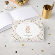 Lapin Mignon, Nœud Rose, Fleurs Roses, Baby Shower