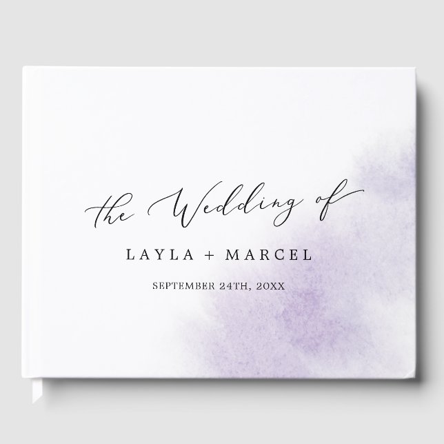 Livre D'or Lavage à l'aquarelle | Mariage de dos de monogramm (Recto)
